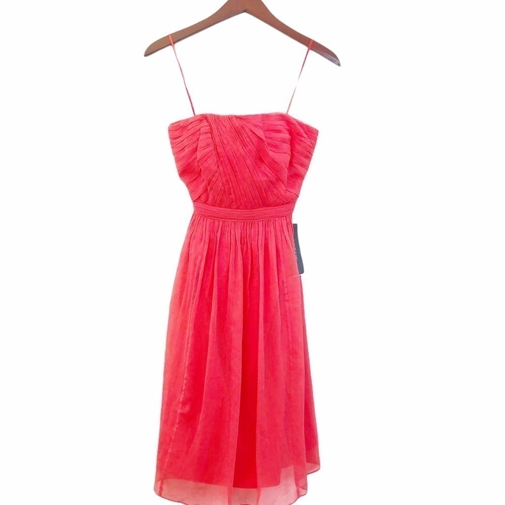 J. CREW COLLECTION NWT Silk Strapless Party Dress Size 2 in Coral Pink - Picture 4 of 16